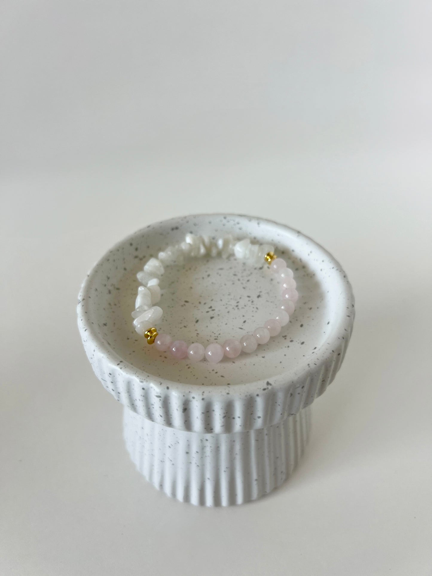 Rose Quartz + Moonstone Statement Bracelet