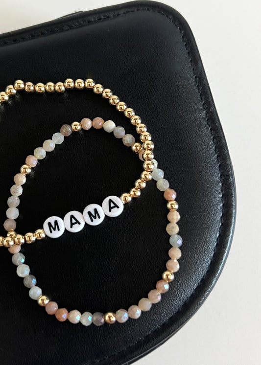 4mm Gold Beaded Mama Bracelet
