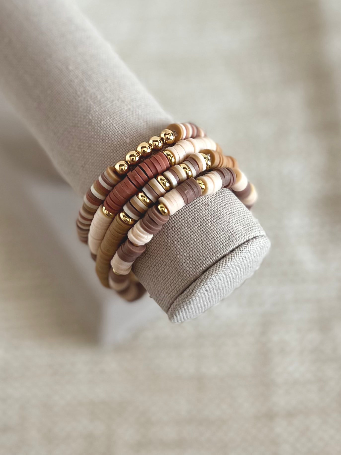Earth Tones Heishi Bracelet Stack