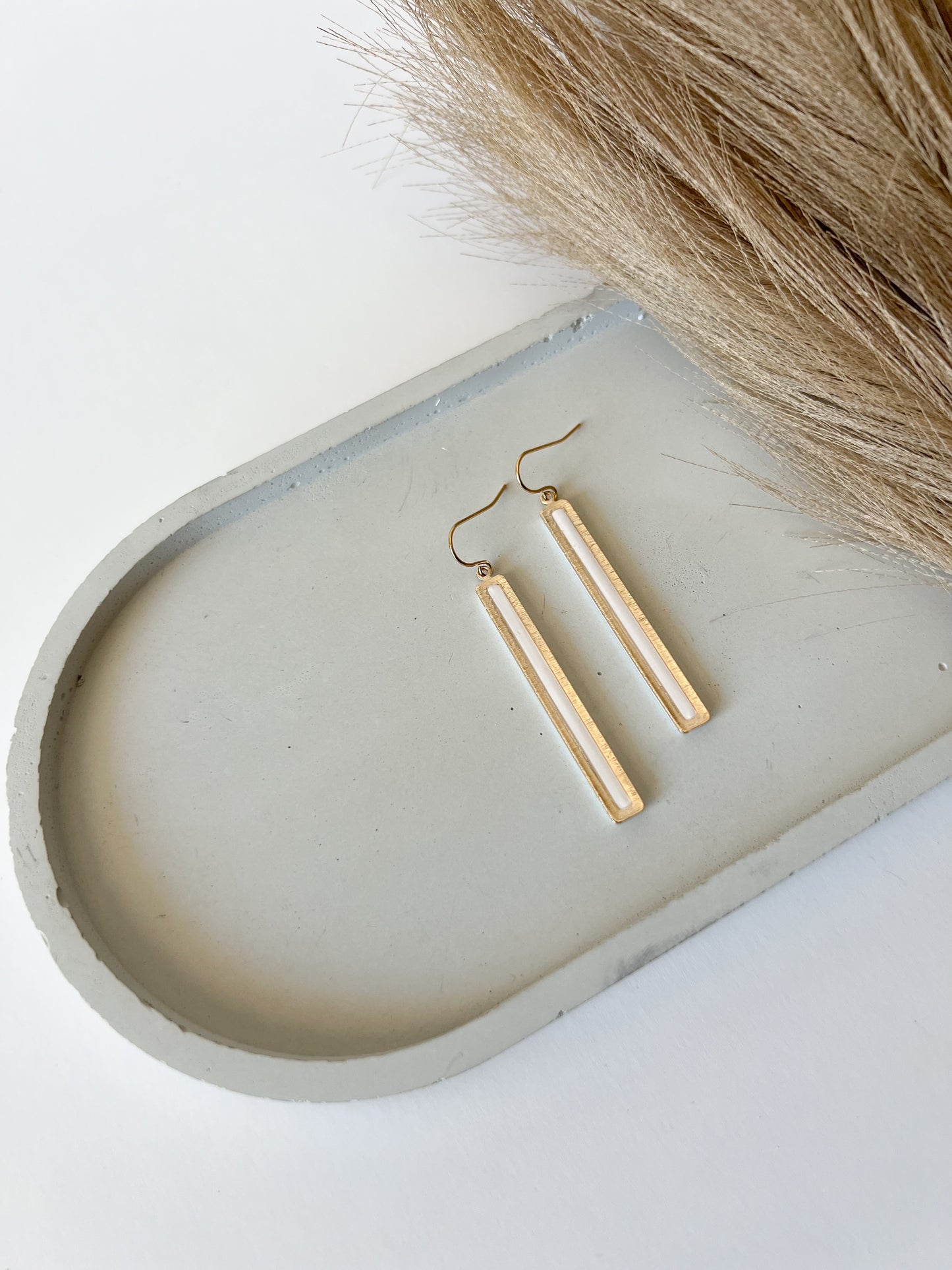 Gold Bar Dangles, White