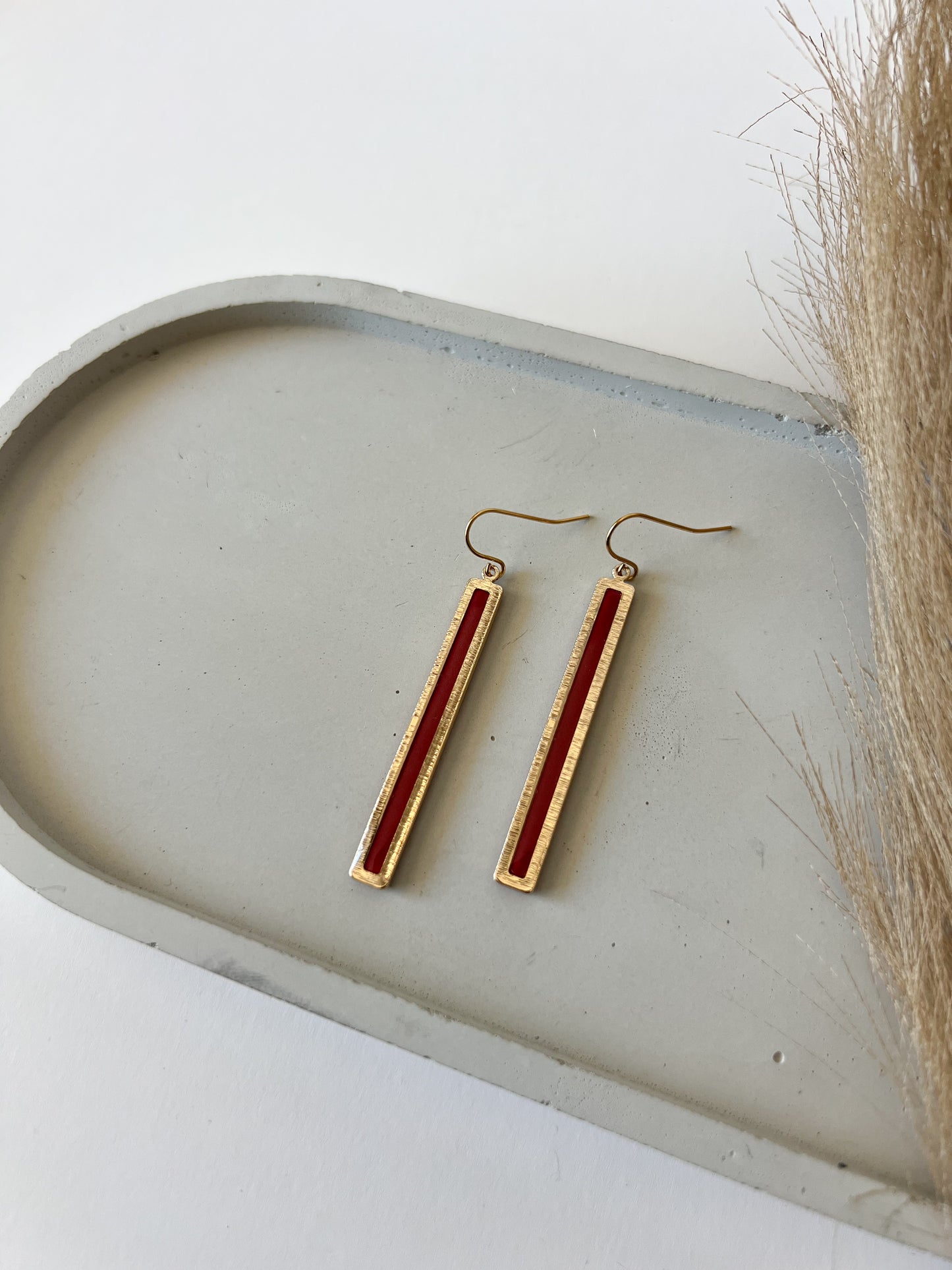 Gold Bar Dangles, Red