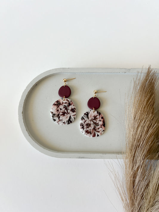 Fall Floral Organic Double Circle Dangles