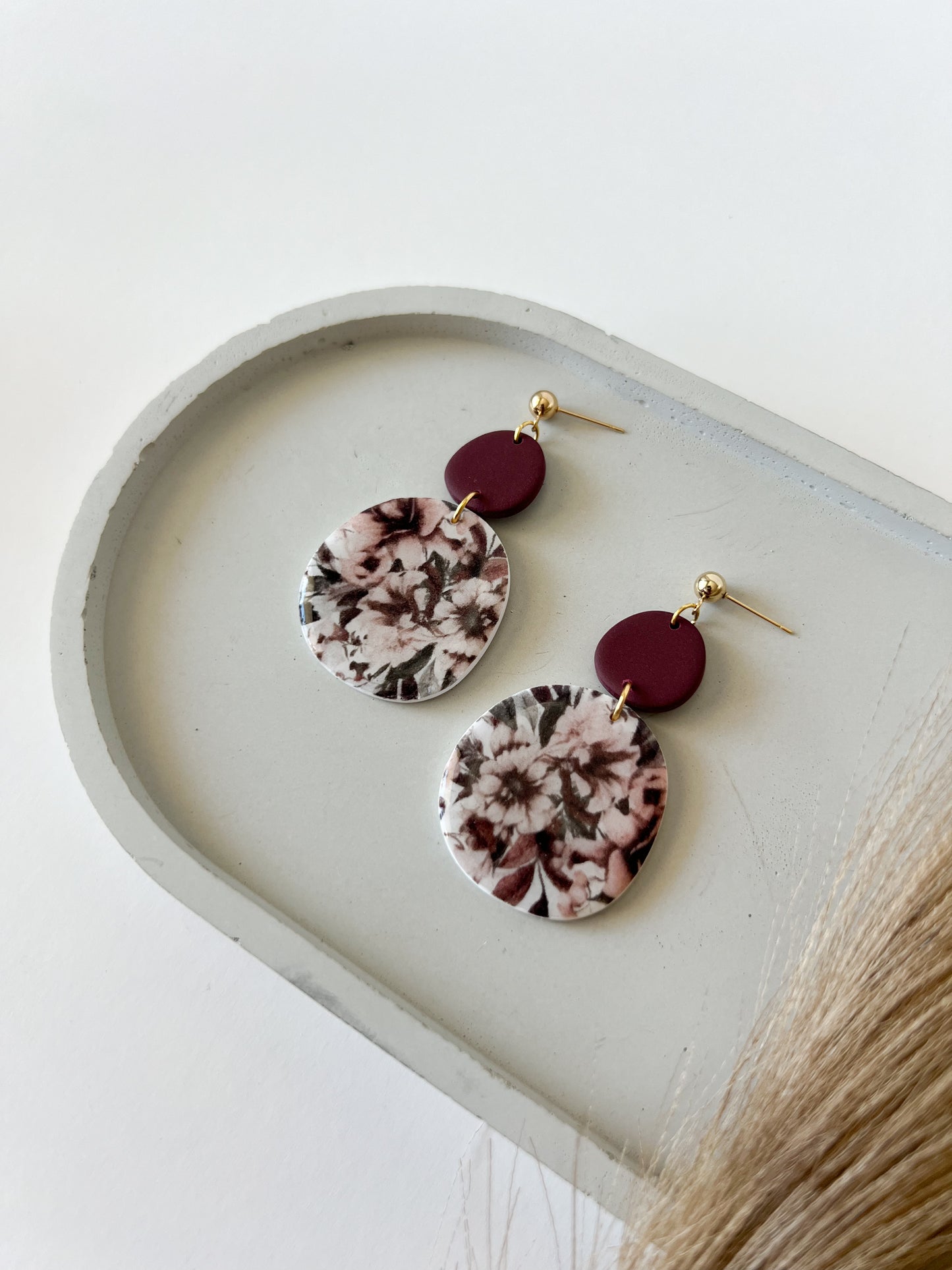 Fall Floral Organic Double Circle Dangles