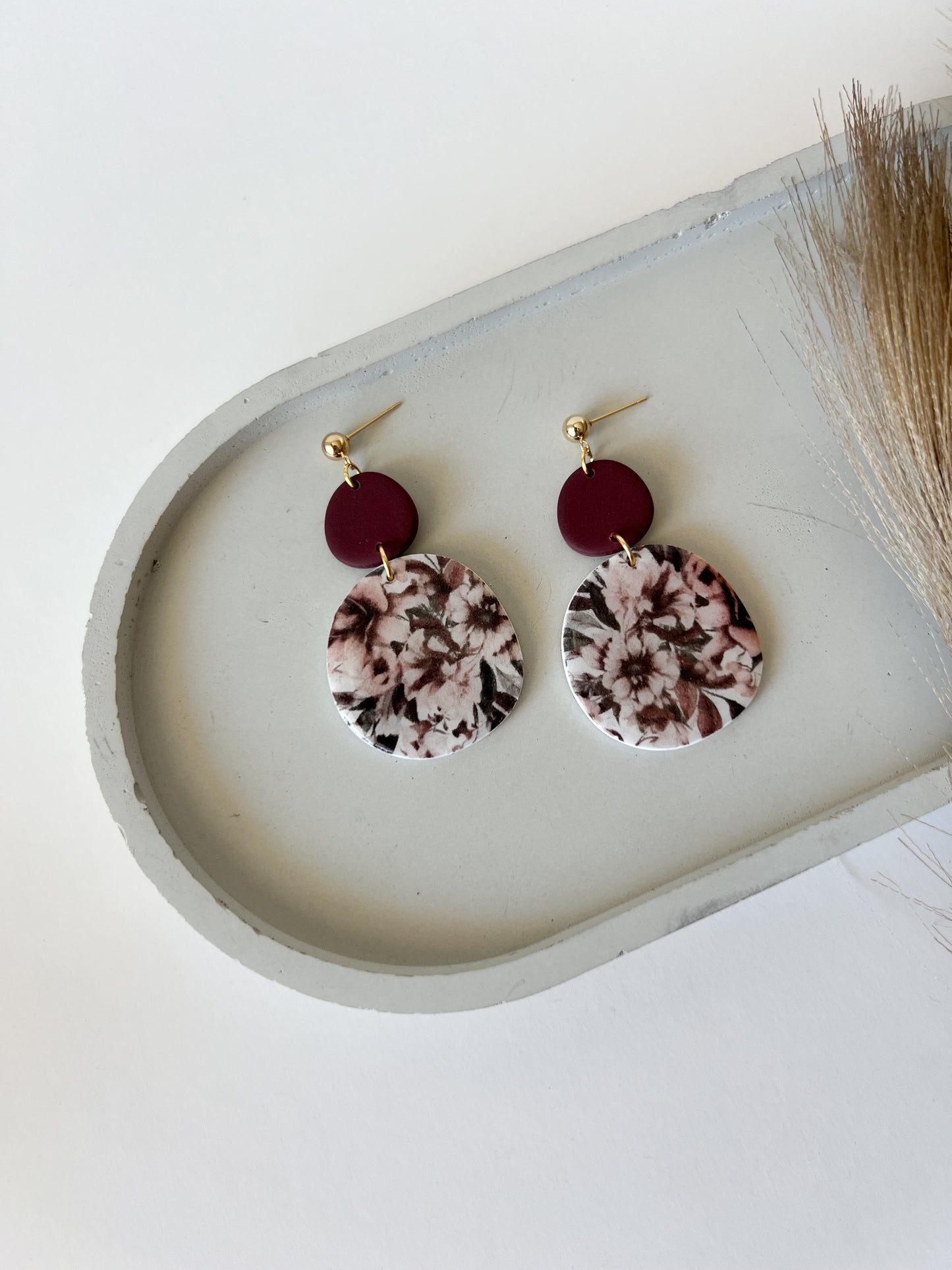 Fall Floral Organic Double Circle Dangles