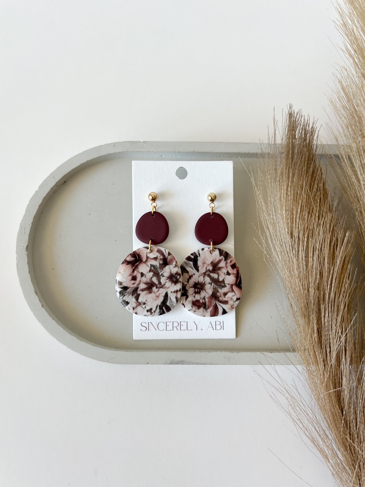 Fall Floral Organic Double Circle Dangles