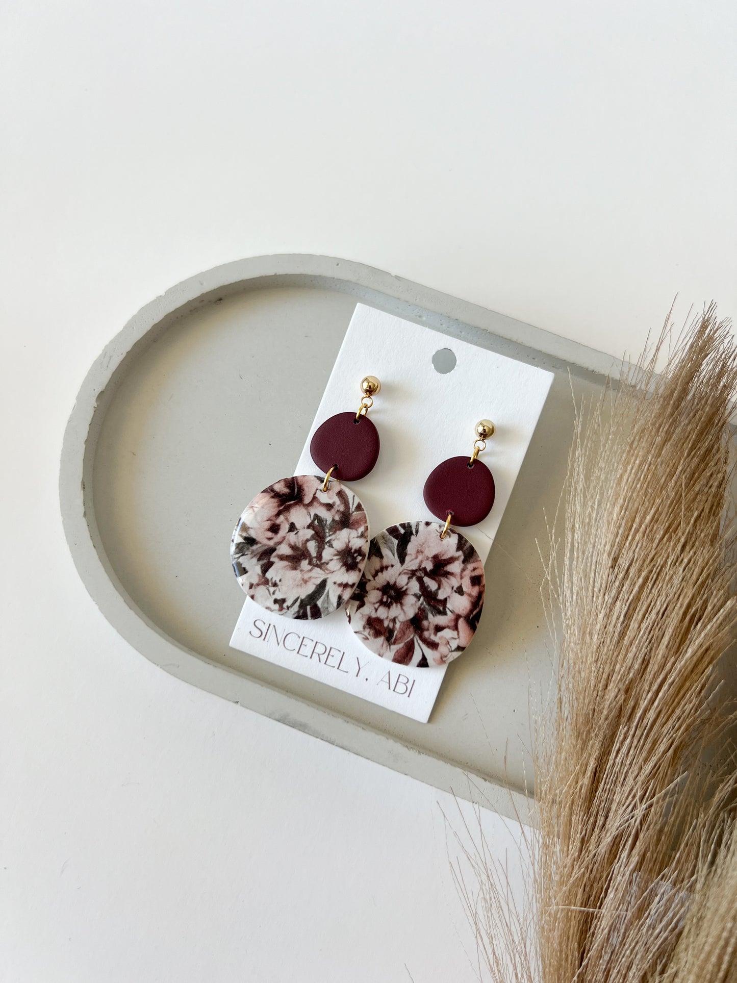 Fall Floral Organic Double Circle Dangles