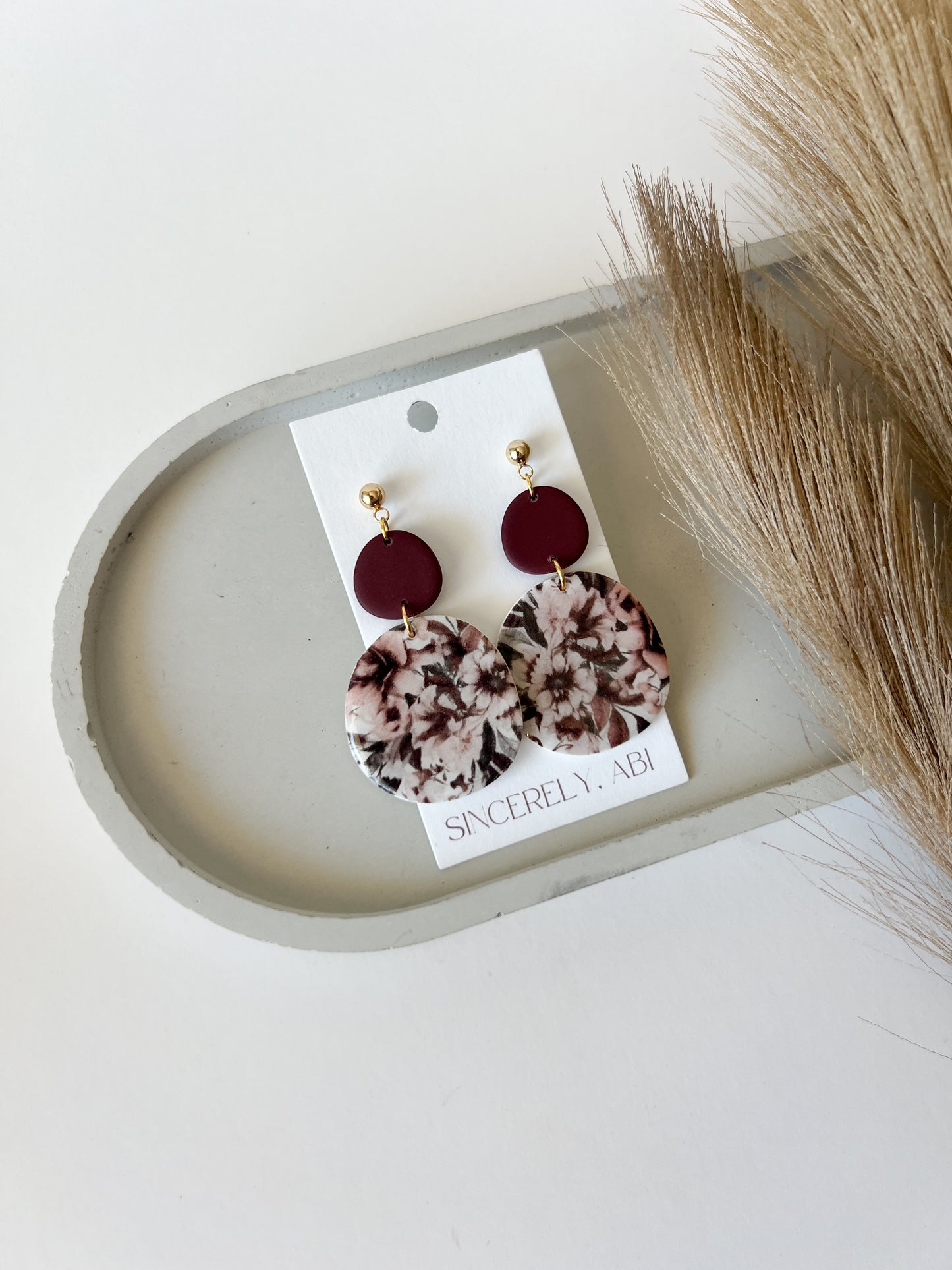 Fall Floral Organic Double Circle Dangles