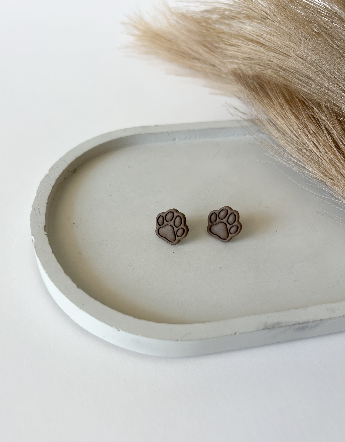 Paw Print Studs, Brown