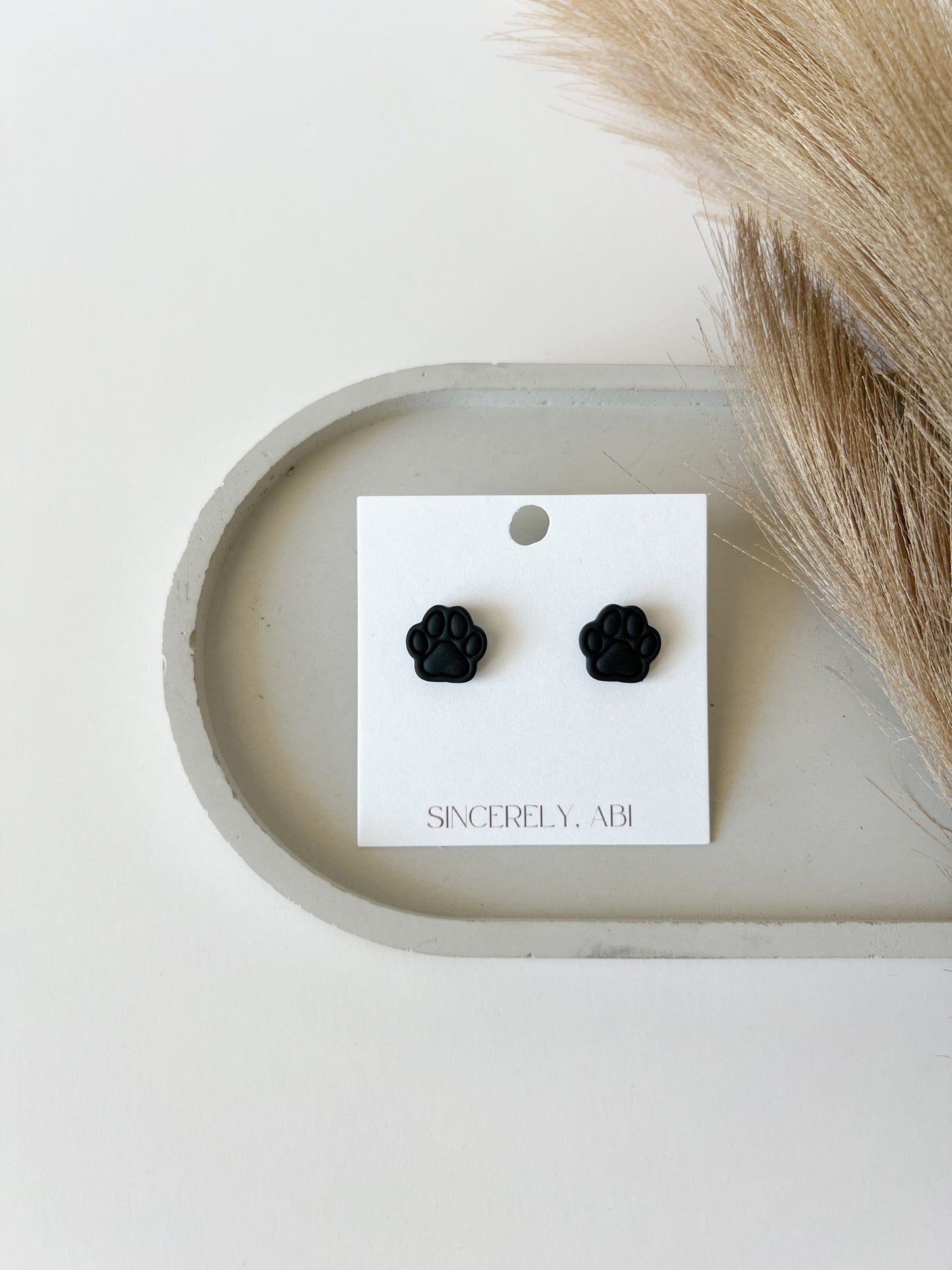 Paw Print Studs, Black