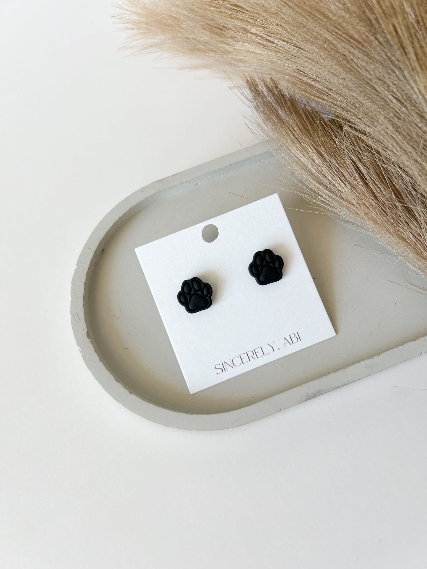 Paw Print Studs, Black