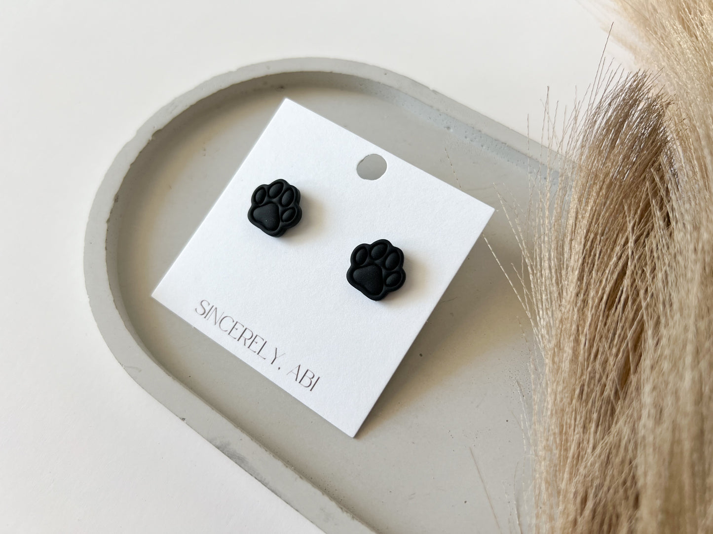 Paw Print Studs, Black