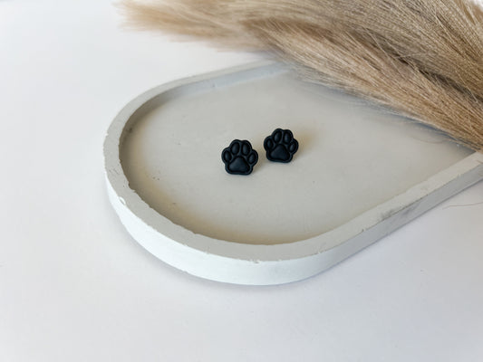 Paw Print Studs, Black