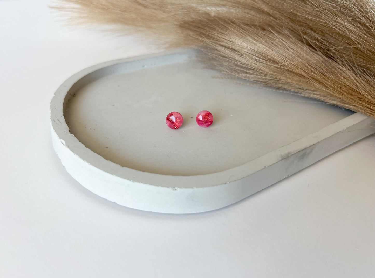 Mini Basic Studs, Pink Marble