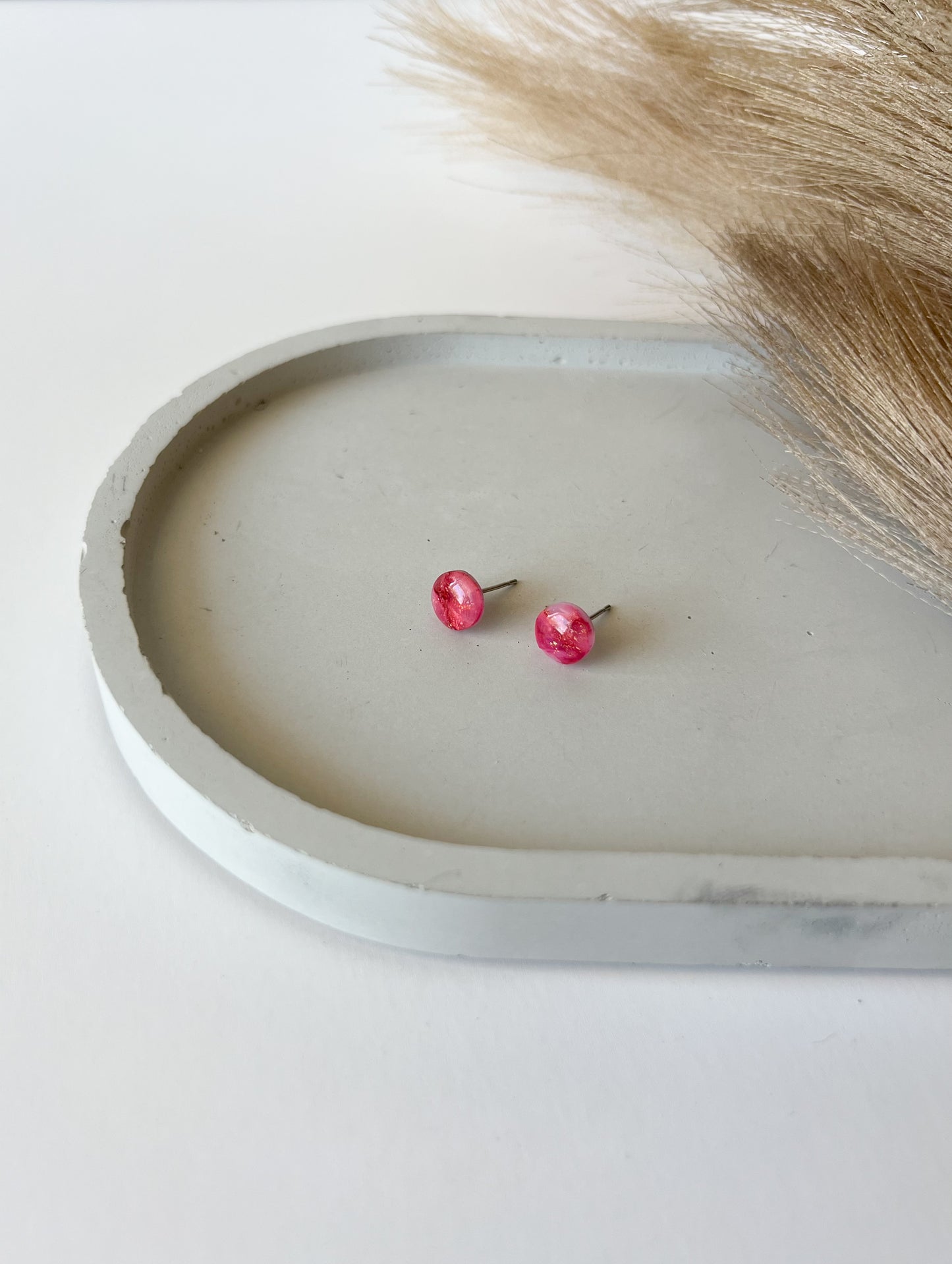 Mini Basic Studs, Pink Marble