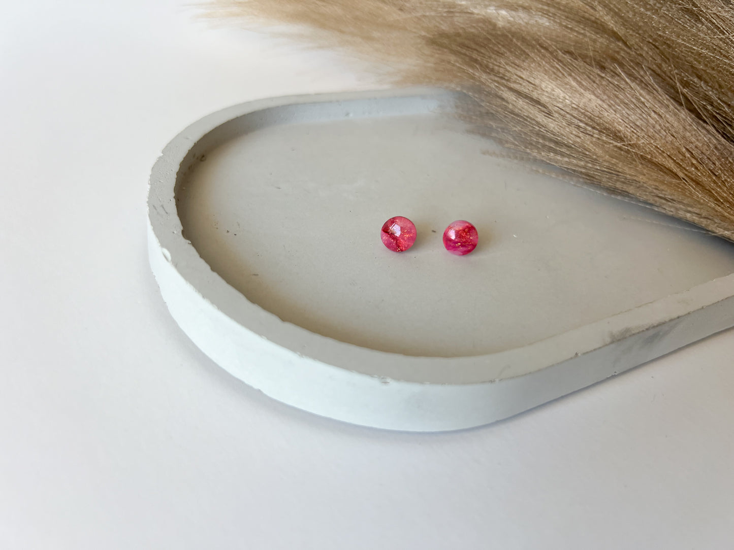 Mini Basic Studs, Pink Marble