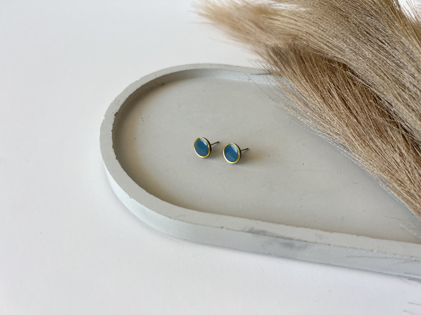 Gold Trim Basic Studs, Teal