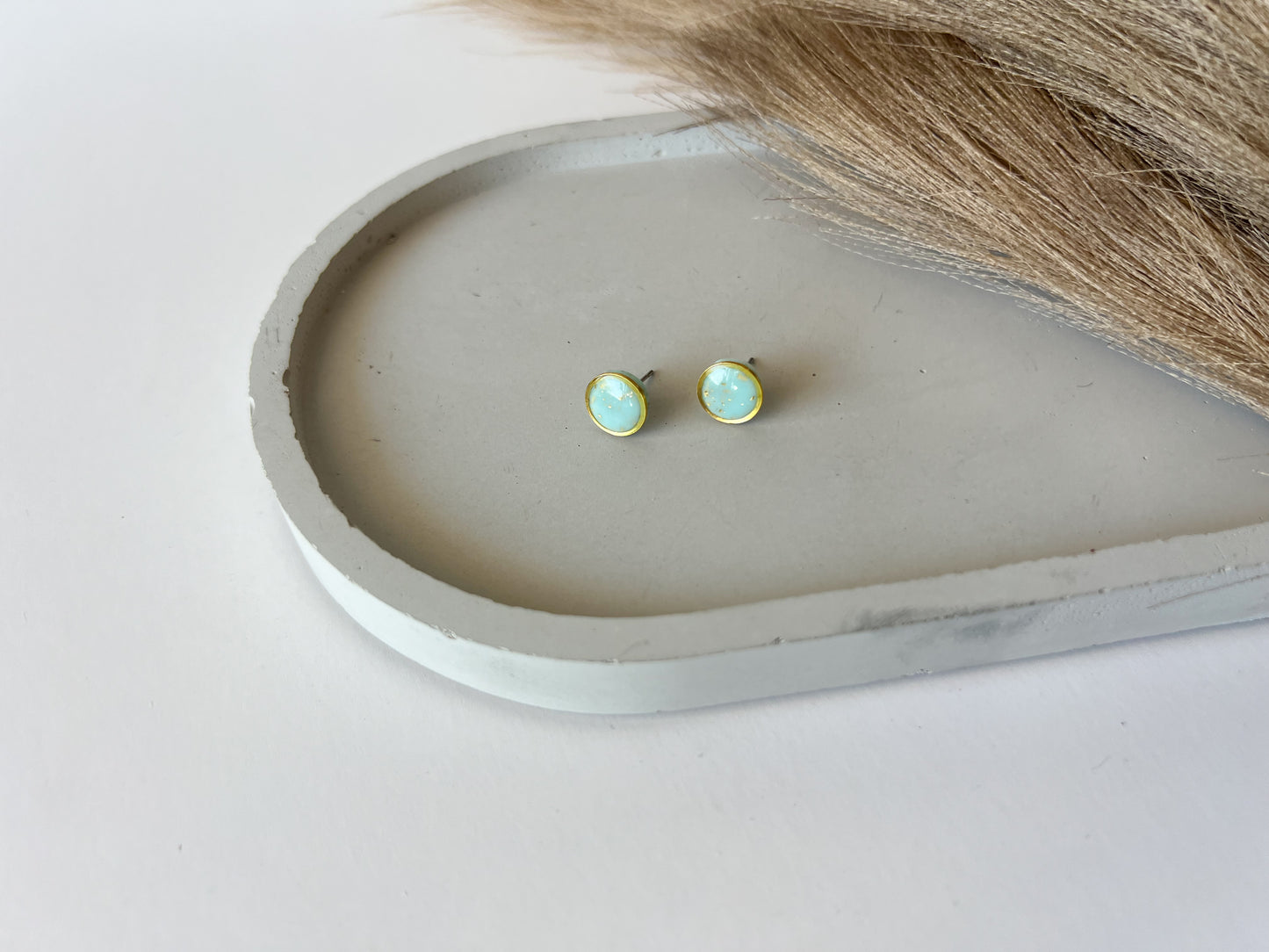 Gold Trim Basic Studs, Spa Blue