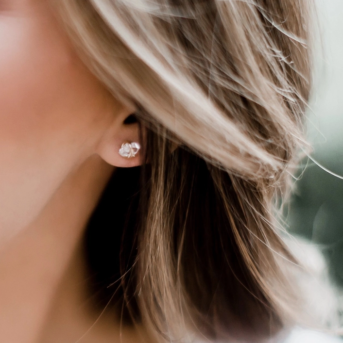 Herkimer Diamond Stud Earrings, 14k Gold Filled