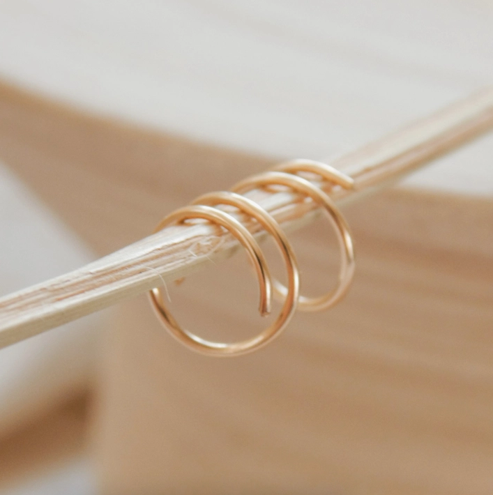 Twist-In Double Huggie Hoop, 14k Gold Filled
