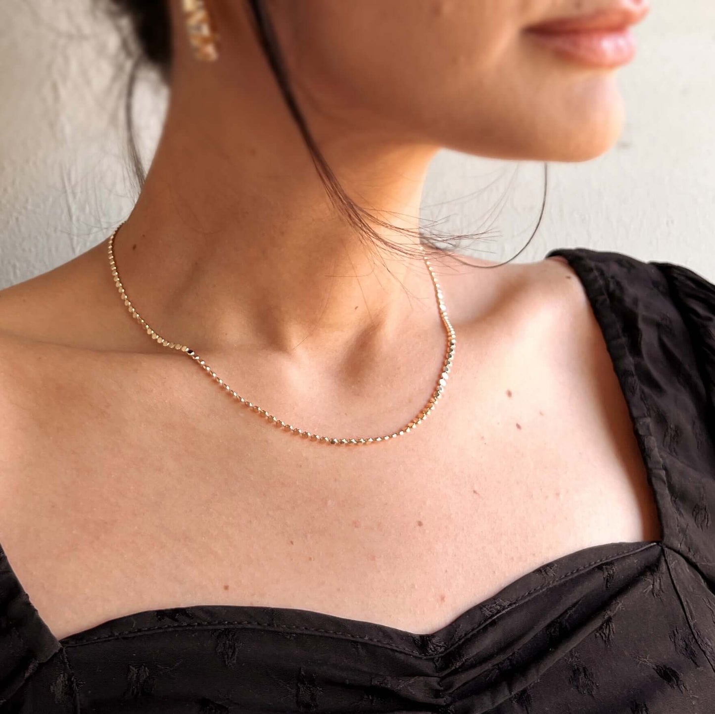 18k Gold Fill 2mm Flat Ball Chain Necklace | 16 inches