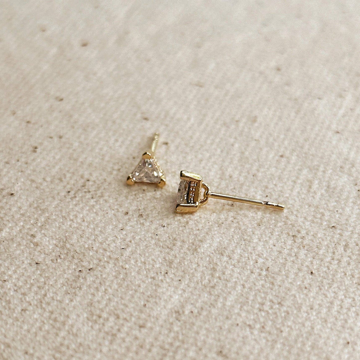 4mm Mini CZ Triangle Stud | 18k Gold Fill