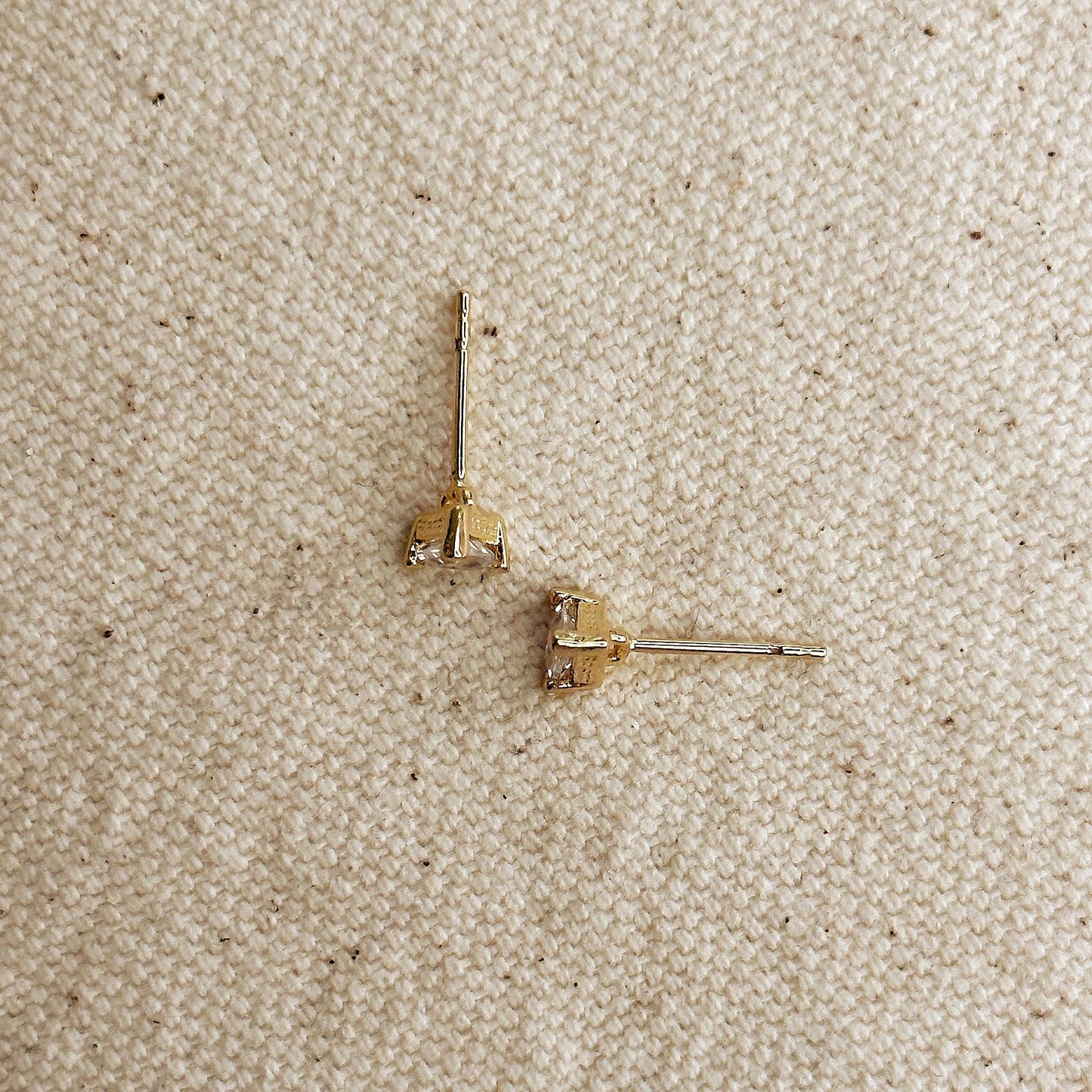4mm Mini CZ Triangle Stud | 18k Gold Fill